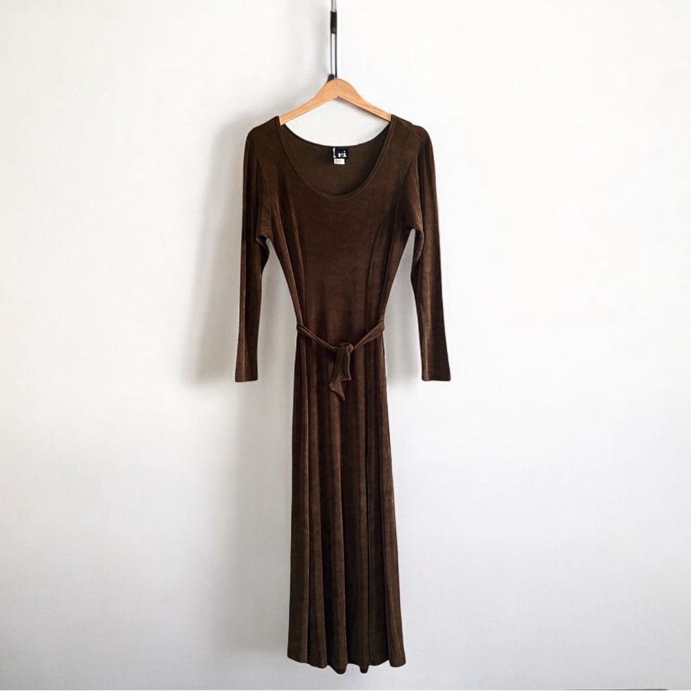 ❄️ 50% off winter Ziri vintage  army green long stretch wrap 2 slits dress M